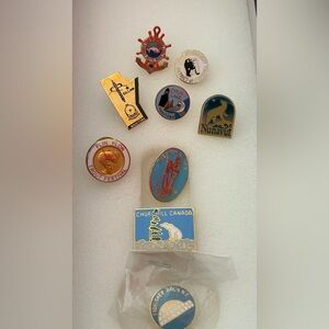 Lot of 9 Vintage Northern Manitoba and Northern Canada Souvenir Pins